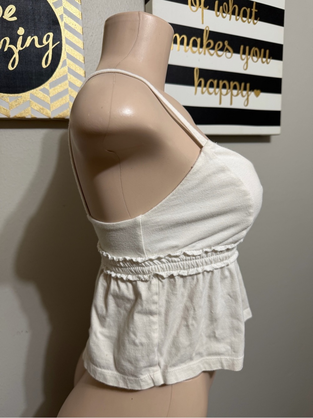 Forever 21 White Smocked Waist Spaghetti Strap Camisole - Picture 4 of 6